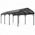 Abri de voiture double en métal et polycarbonate anthracite et gris fumé, 600 × 600 × 290 cm
