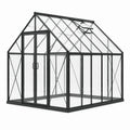 Serre de jardin en aluminium noir et polycarbonate transparent avec double porte et fenêtre de toit, 190 × 190 × 195 cm