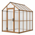 Serre de jardin en aluminium brun imitation bois et panneaux translucides, avec porte, 190 × 190 × 220 cm
