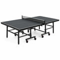 Table de tennis de table pliable noire et blanche, 274 × 152,5 × 76 cm, avec roulettes et filet