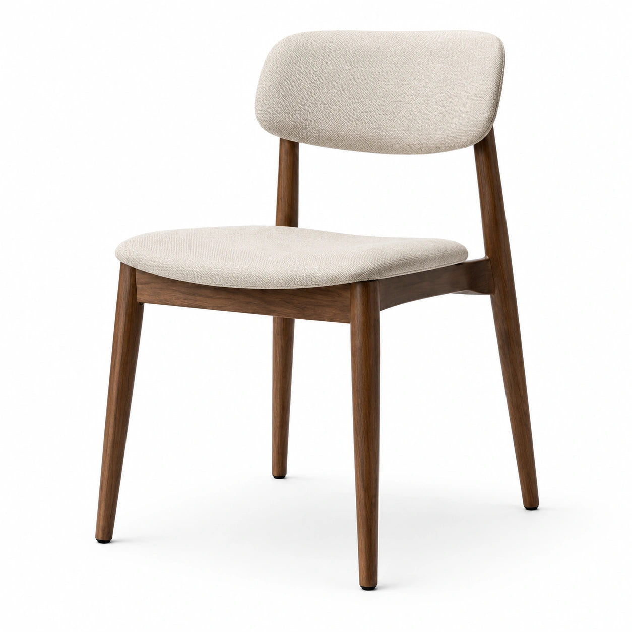 Chaise de salle à manger contemporaine en bois brun et tissu beige, 50 × 54 × 80 cm