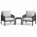 Ensemble 3 pièces noir et gris clair avec 2 fauteuils 72 × 75 × 82 cm et table 45 × 45 × 45 cm
